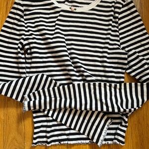 Classic Black and White Striped Long Sleeve Top